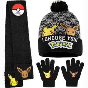 Pokemon Beanie, Gloves, and Scarf Winter Accessories Set (4-12 Yrs) - NWT